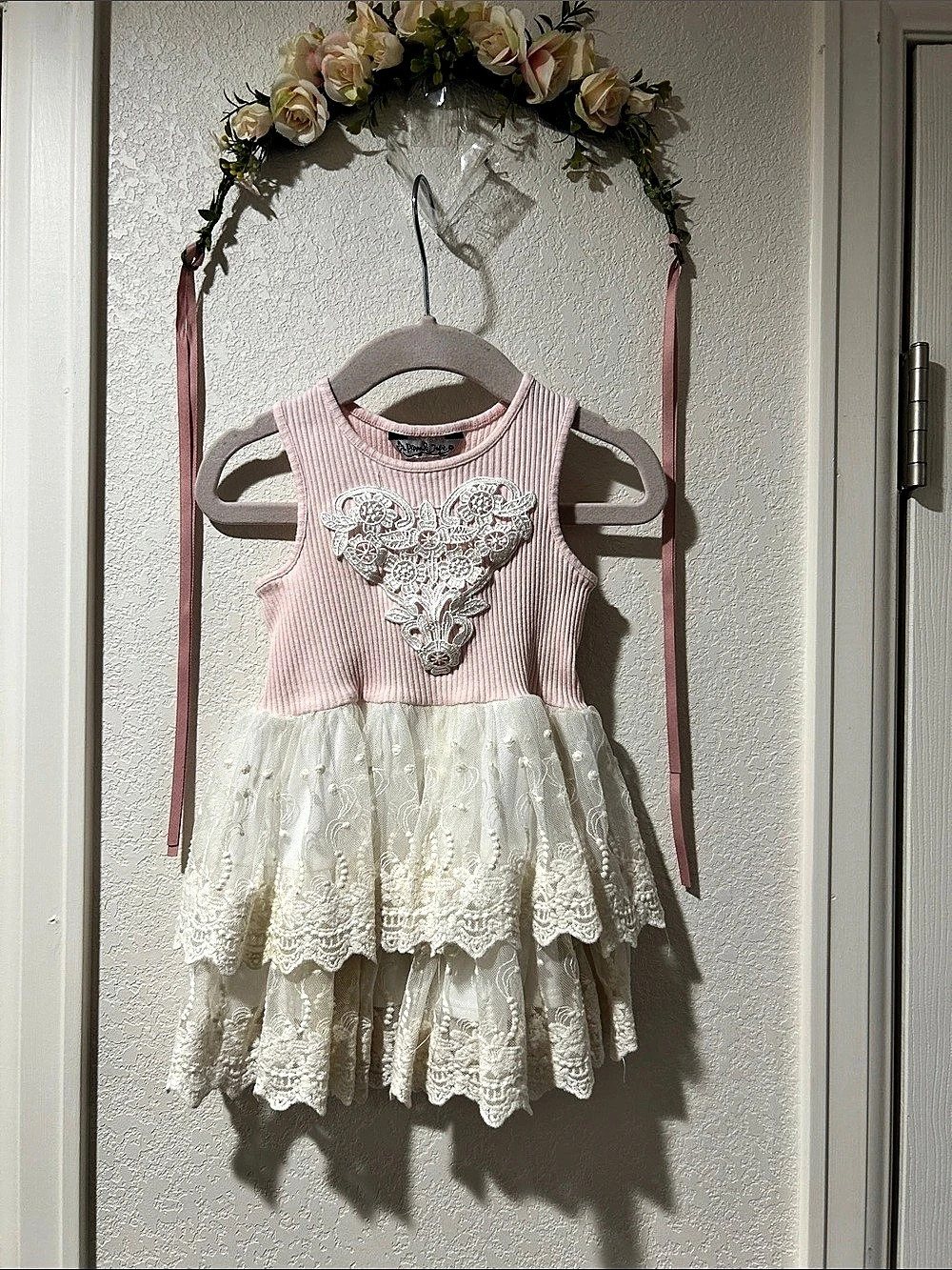 Pippa & Julie Toddler Girls Pink Lace Dress